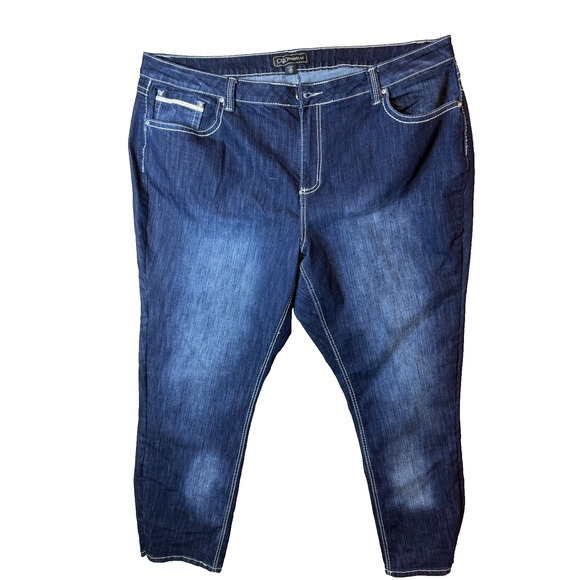 Cato Premium Star Bling Pocket Dark Denim Jeans 26W Plus Western Rhinestone - Picture 3 of 9